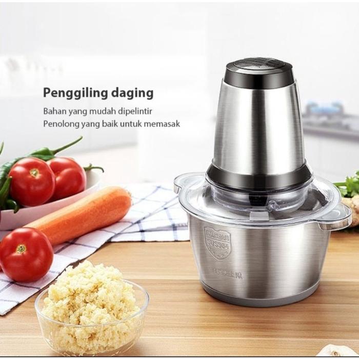 ATT - Chopper Daging Stainless Steel 2in1 Blender 4 Mata Pisau Listrik - Mesin Penggiling Daging Say