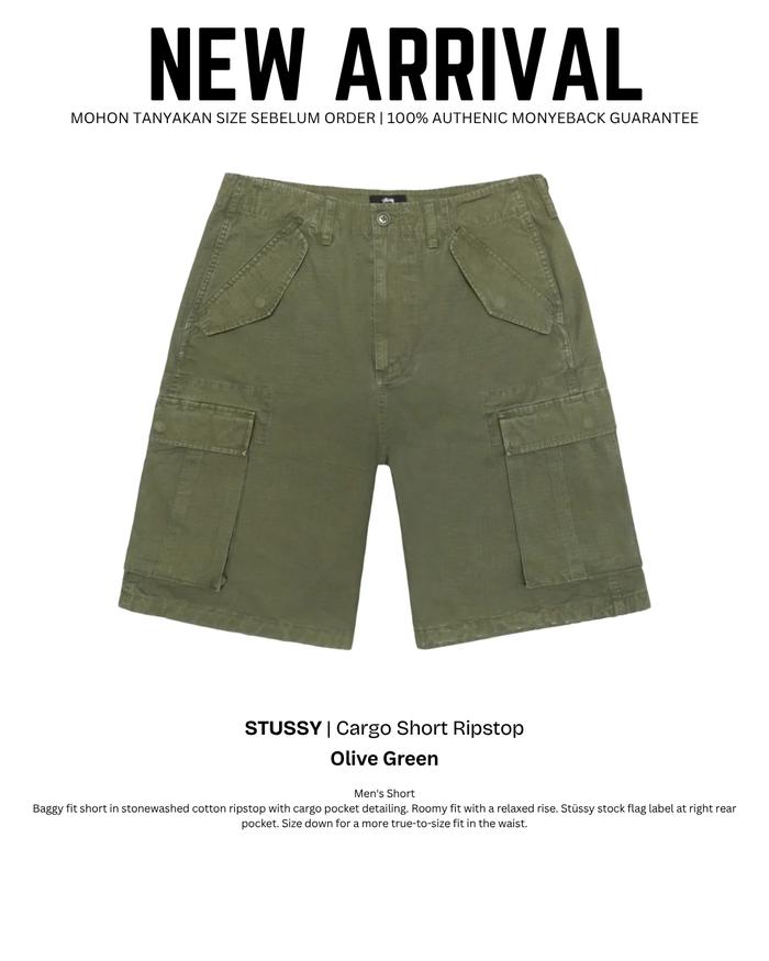 STUSSY | Cargo Short Ripstop | Celana cargo bahan tebal pria 100% ORIGINAL