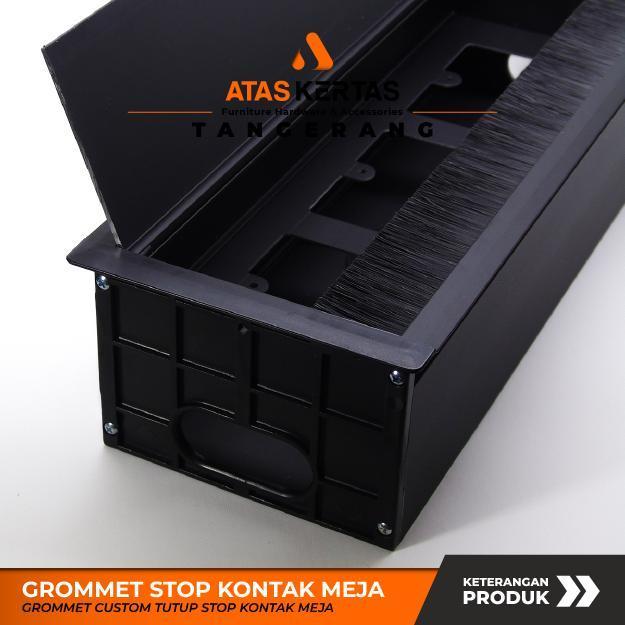 box stop kontak tanam meja - grommet cover stop kontak meja aluminium hitam
