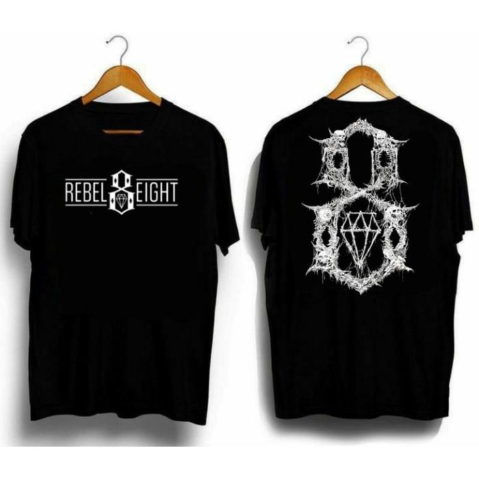 Kaos Distro Rebel8 Hitam Cotton Combad 24s Design Kode 07 / T Shirt Distro Rebel Eight / Kaos Distro