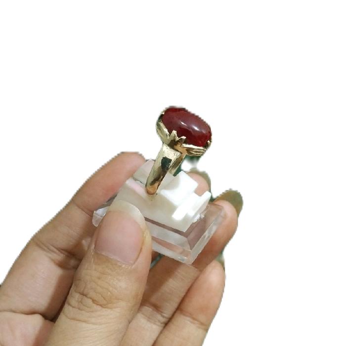 cincin batu merah siam bahan koin kuning