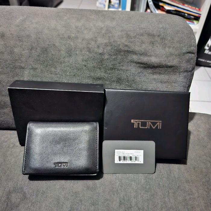 Dompet TUMI Wallet Gusseted Card Case Black Smooth Original