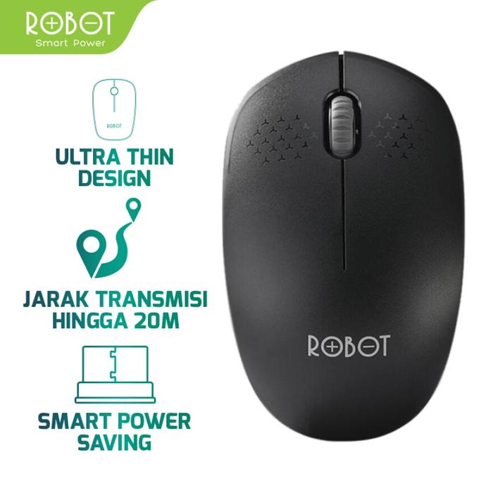 Mouse Wireless Robot M210 2.4G Optical 1600DPI - 4 Warna Pilihan