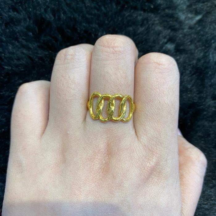 Cincin Emas Lapis 99 Motif Rantai Isi 50ml (size 7&8)