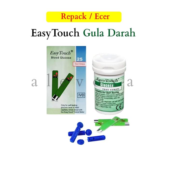 Strip Gula Darah Easy Touch Stick Stik Cek Tes Guladarah Easytouch Glucose Glukosa Bonus Lancet