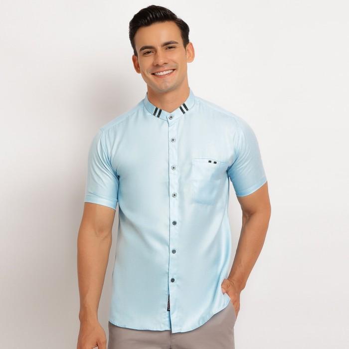 Baju Koko Pria Lengan Pendek Warna Biru Langit BK204040