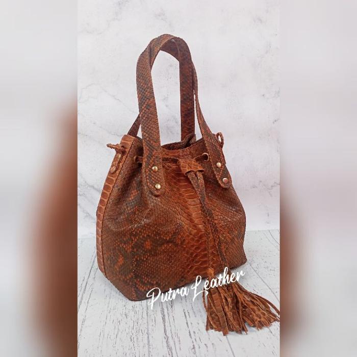 PREMIUM (READY) terjamin Tas Serut Handle. Tas Kulit Ular terlaris