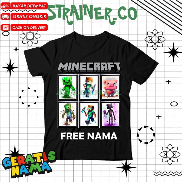 (BISA COD) Kaos Anak Baju Anak Unisex Laki laki Perempuan Gambar Minecraft Pocket Edition PE Lucu Vi