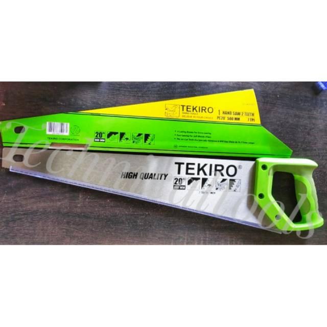 TEKIRO Gergaji Tangan 20 Inch – Gagang TPR Nyaman, 2 Mata Tajam untuk Kayu & Triplek