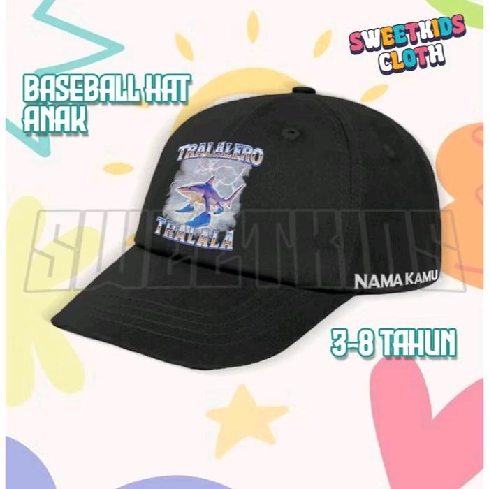 Topi Anak Anomali Tralalero Tralala Tungtung Sahur / Topi Baseball Anak Tralalero Tralala Anomali Gr