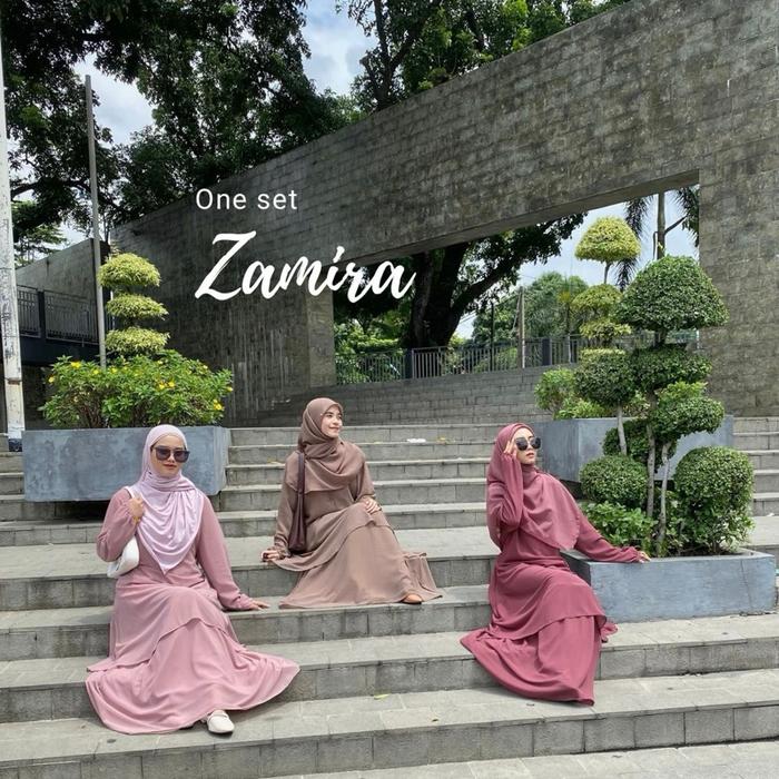 Zamira One Set || Gamis Elegan Ceruti Premium
