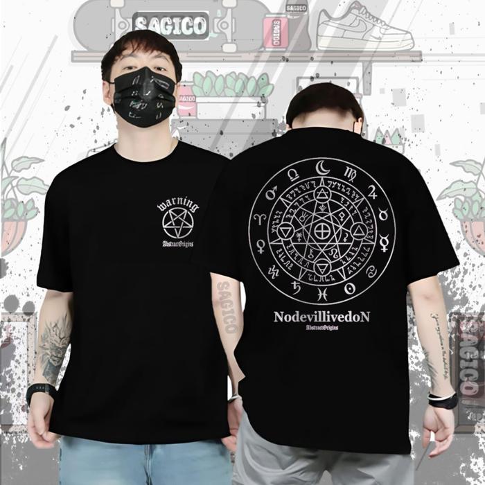 Baju Kaos Tshirt Distro Pria Cowok Lengan Pendek Motif Lingkaran Zodiak No devil Sablon Keren Cod