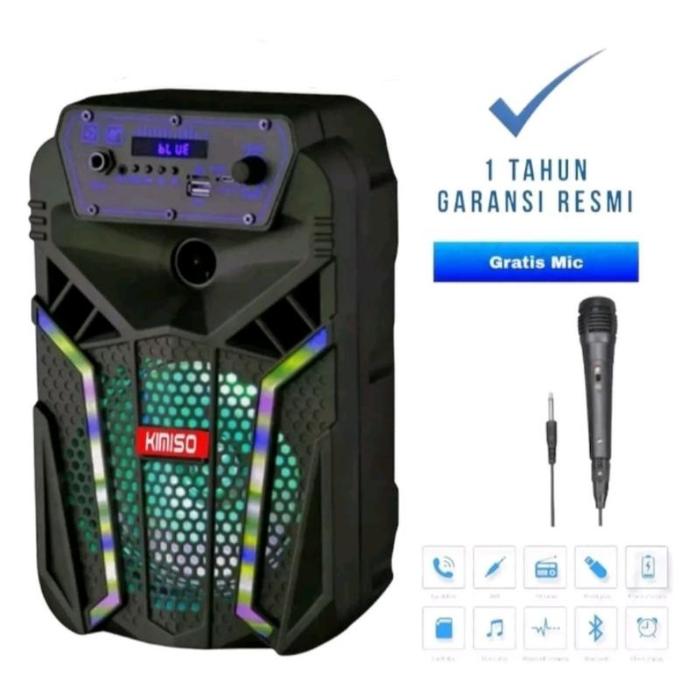 Speaker Bluetooth 2602 Bonus Mic 6,5 inci Salon Aktif Portable Radio FM Speaker Wireless Led