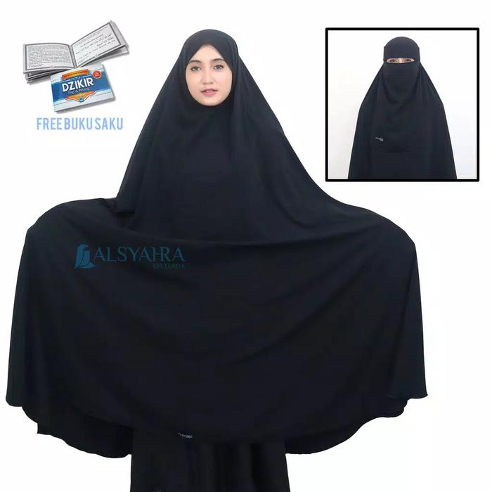 Alsyahra Exclusive Set Khimar Syari Haramain Niqab Bandana Non Pet Platinum