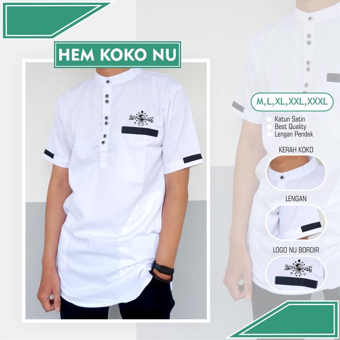 Hem Koko Nu Putih Premium Koko NU Bordir Hitam