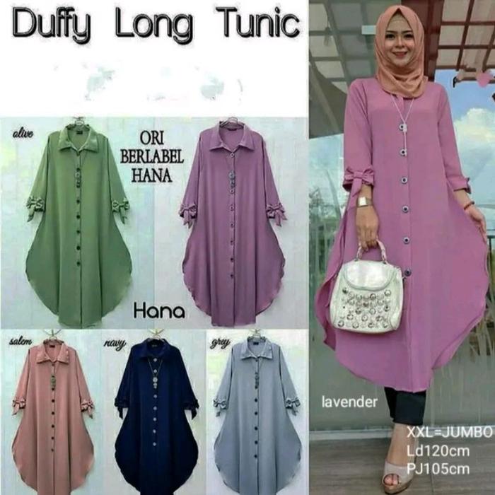 Tunik Duffy Wanita Jumbo || Tunik Duffy Jumbo Atasan Muslim Wanita Kekinian