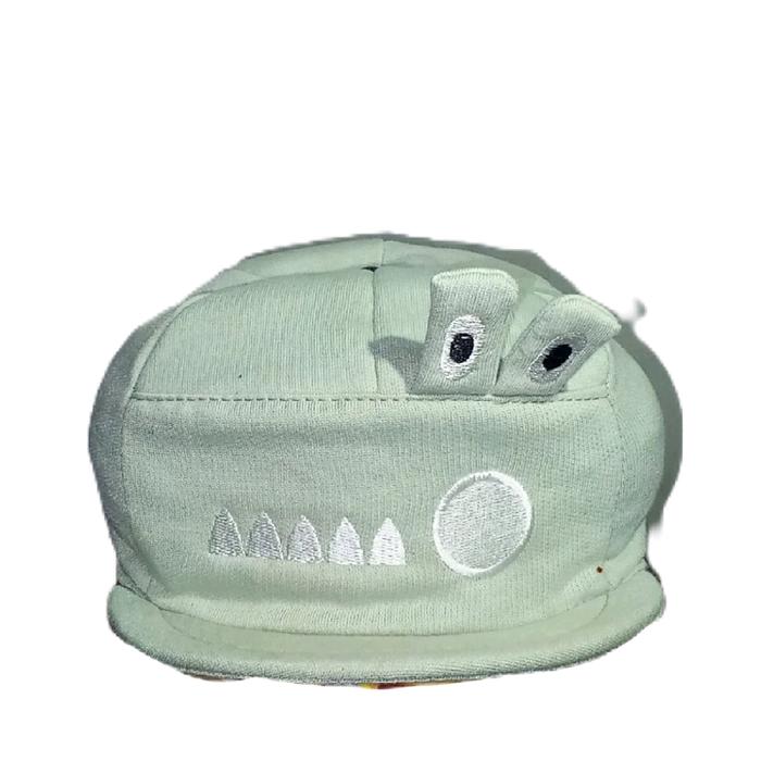 Topi crocodile Anak Motif buaya Hijau dengan Mata dan Taring Putih untuk Kegiatan Outdoor