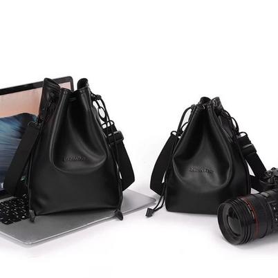 Tas Pouch Serut Kamera Lensa DSLR Leather Waterproof Tas Selempang Wanita Pria Camera Mirrorless Org