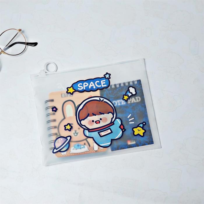 Map Pocket File Zipper Transparan / Map Plastik Transparan Funcy A5