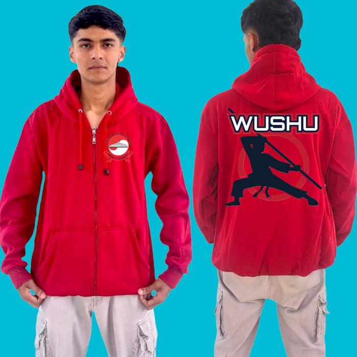 HOODIE ZIPPER BELADIRI WUSHU SIMPLE KEREN BAHAN KATUN FLEECE NYAMAN DIPAKAI