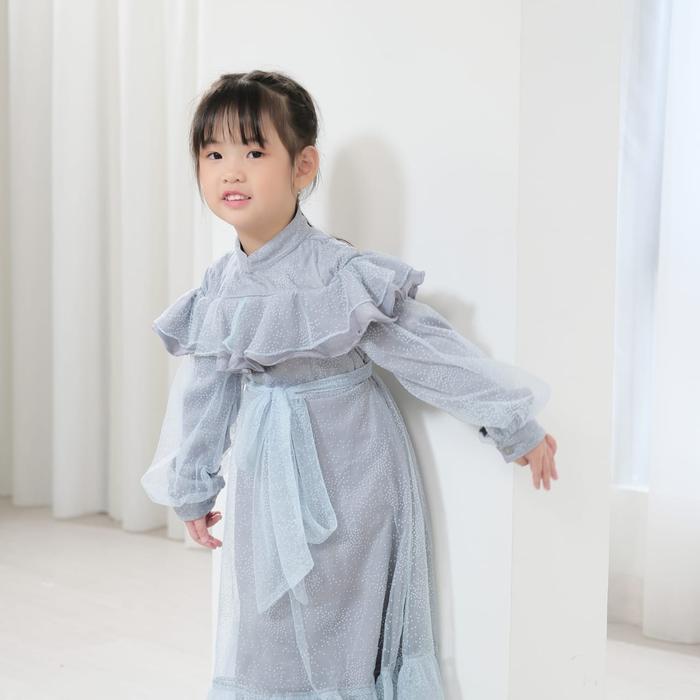 MALYA DRESS KIDS PREMIUM / MISS AISYAH FASHION / GAMIS CRINKLE SILK DAN TULLE DOTTY PREMIUM / LEBARA