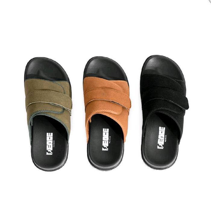TANBE Sandal Slop Strep 1 Suede Pria Wanita Casual (Olive Camel Black) Sandal Santai dengan Desain N