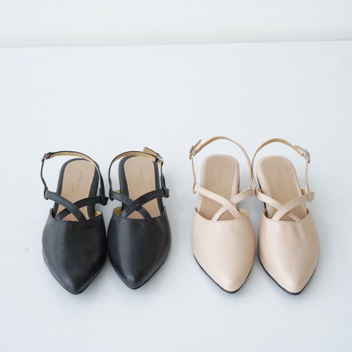 Sepatu Wanita Zelina Mules Hak 3Cm Bsize 41-46 Garansi 60 Hari - Hitam Nude - Shoes Sendal