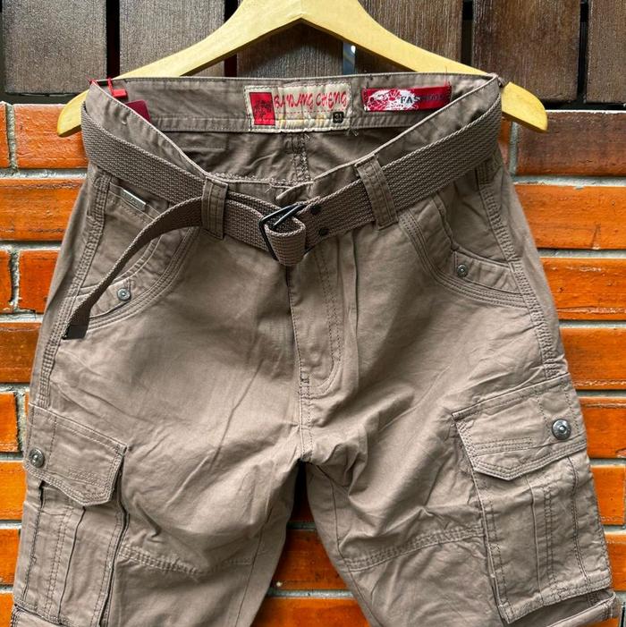 Celana pendek cargo BWC / Celana Cargo Import Pendek Polos / Promo celana cargo BWC free Sabuk