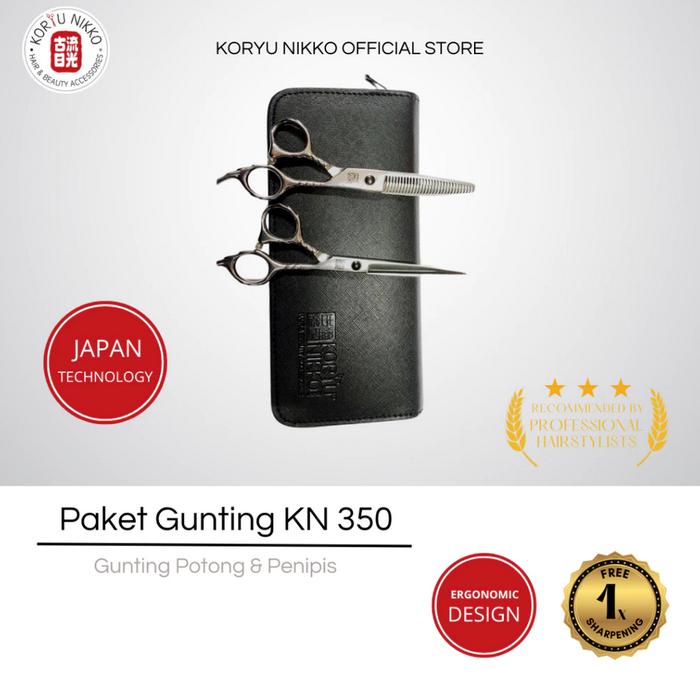 Koryu Nikko - PAKET GUNTING KN 350 SILVER - Hair Scissors Barber Professional