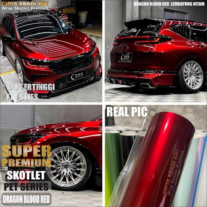 STIKER SKOTLET MOBIL MOTOR DRAGON BLOOD SERI PET SUPER PREMIUM SCOTLET MERAH LEMBAYUNG HITAM SCHOTLI