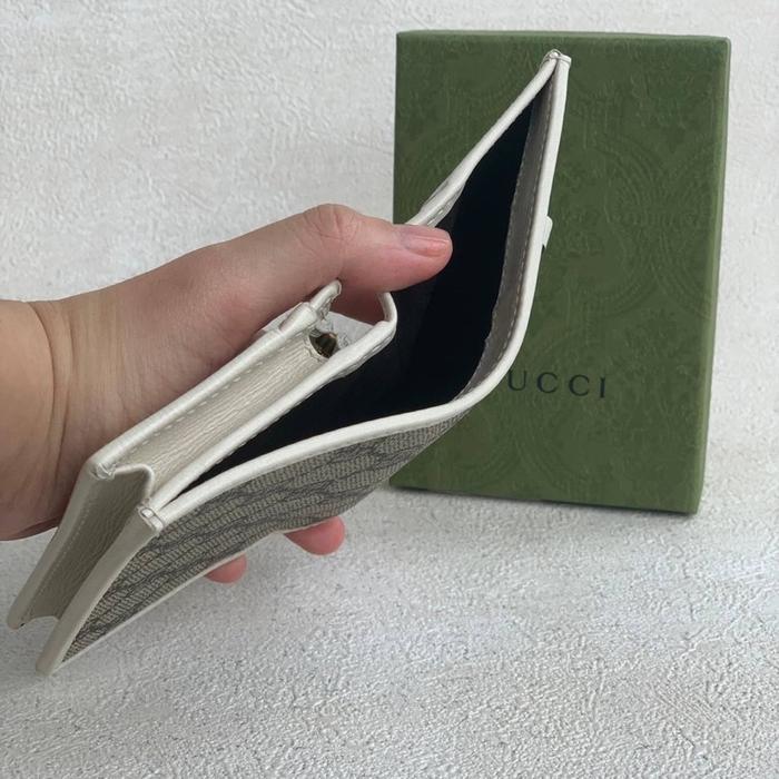 GUCCI HORSEBIT 1955 COMPACT WALLET IN BEIGE/EBONY/WHITE