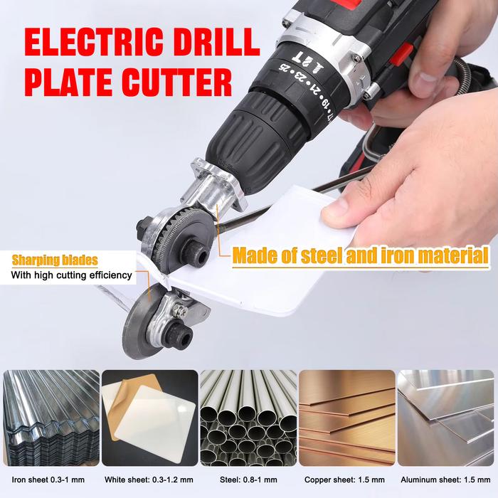 Upgraded Electric Drill Metal Cutter - Dual-Head Nibbler for Sheet Iron, Aluminum&Steel Plate Cuttin