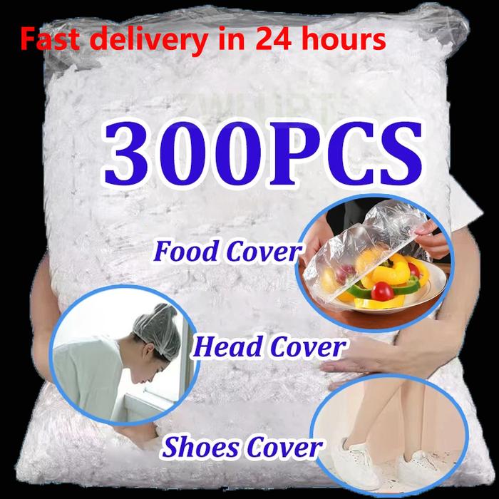 300pc Disposable Food Cover Plastic Wrap Elastic Food Lids Dish Cover