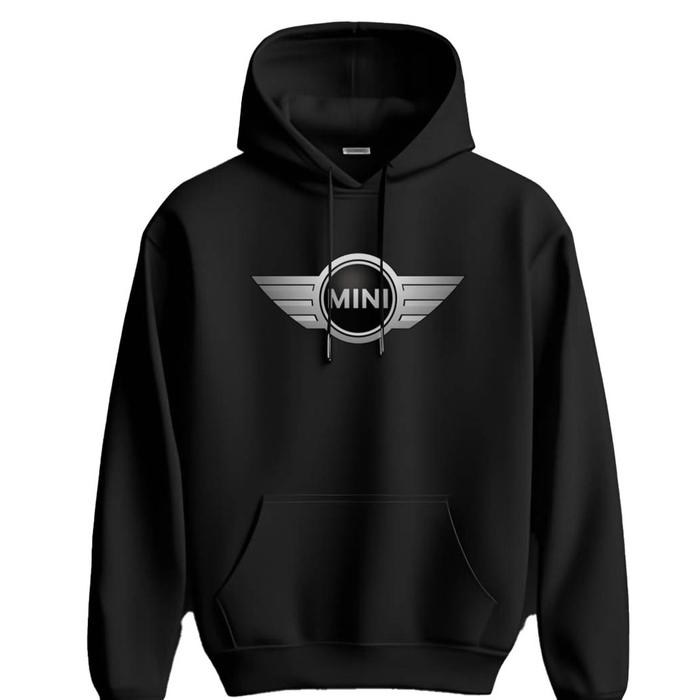 Hoodie Mini Cooper Logo Premium Fleece Cloth Sweater Jacket Hood Black Hitam