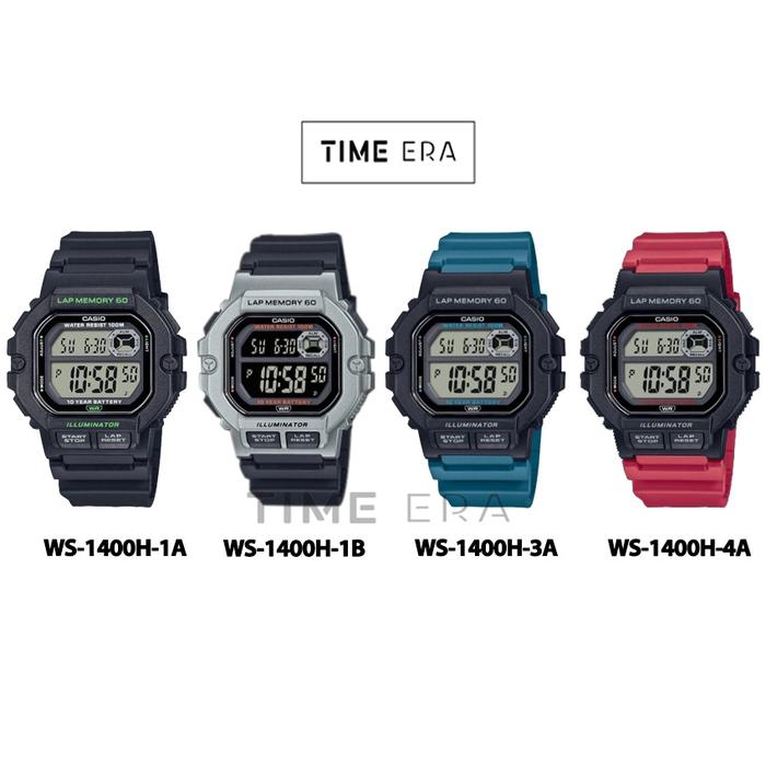 Casio General WS1400H-1A 3A / WS-1400H-1B 4A Jam Tangan Pria Lap Memory 60 Digital Karet