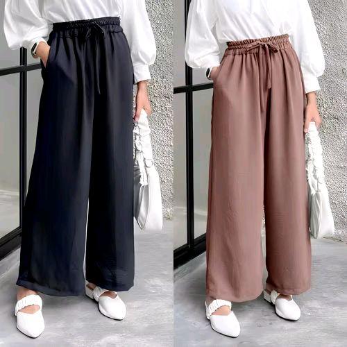 Celana Kulot Crinkle Kulot Rayon Celana Panjang Wanita Dewasa Kulot Tali Serut Kulot BegyPant Highwa