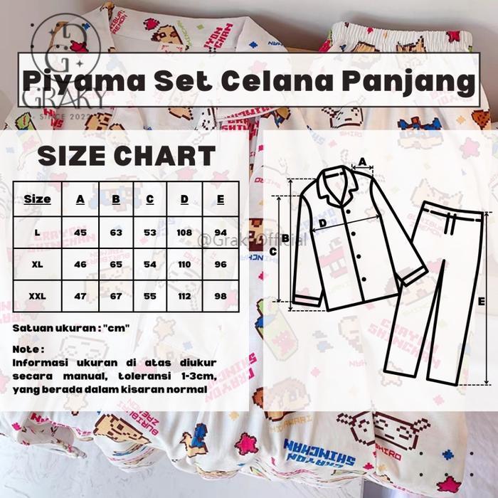 Graky Piyama Tidur - Set Baju Dan Celana Jumbo Size / Piyama Sinchan / Piyama Kuromi / Piyama Pochac