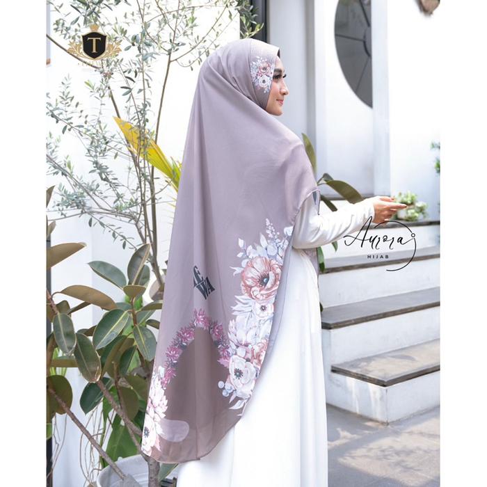 THEWA Kerudung/Khimar/hijab “PRINTING POLOS ( Aurora)''Jumbo OVAL 2 LAYER CERUTY