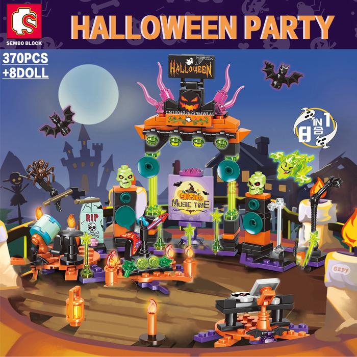 SEMBO 8-in-1 Halloween Party Toys Bricks Pumpkin Lighting Building