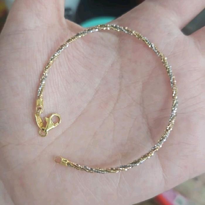 BANGLE GELANG KAWAT EMAS ASLI CHOKER PENTOL ROSEGOLD PUTIH 700 16K