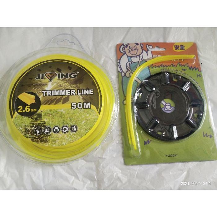 paket tali senar 2.6mm 50 mtr + plat senar potong rumput