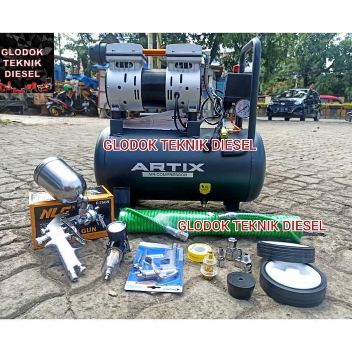 PAKET LENGKAP CAT PROFESIONAL KOMPRESOR ANGIN OILLESS 1 HP 24 LITER TERBAIK