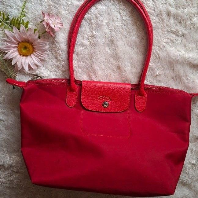 Tas Longchamp Le Pliage Neo Shoulder Bag Red - Made in France (Preloved)