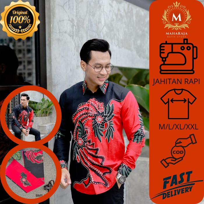 Baju Batik Pria Dewasa Slimfit Premium Lengan Panjang Adhem Nyaman BMS 45 | MAHARAJA BATIK