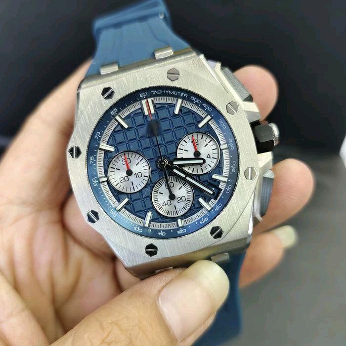 Jam Tangan terbaru pria IAud3mars Piquet AP Royal Oak Os Novelty Chrono Inspired Black Waffle Dial 4