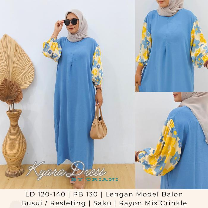 Kyara Dress By Oriani Daster Gamis Jumbo Big Size Ld 120 130 140 Crinkle Rayon Premium Gaun Wanita M