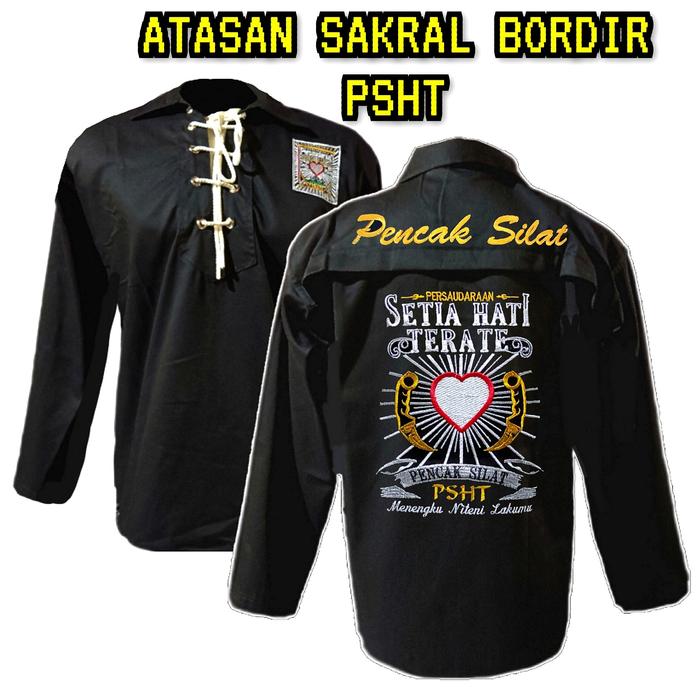 BAJU SAKRAL WARGA PSHT BORDIR MOTIF KARAMBIT - BAJU PENCAK SILAT PSHT - ATASAN SAKAL WARGA SH TERATE