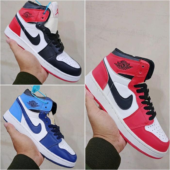 Sepatu Sneakers Nike Air J0rdan High Kualitas Imp0rt Kasual Pria dan Wanita Warna Hitam Putih Merah 