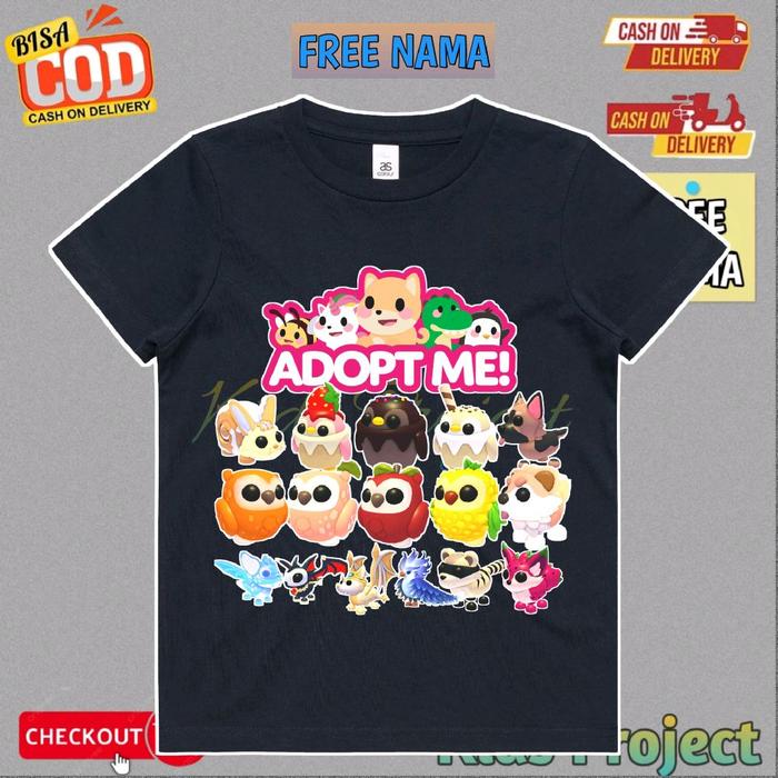 Baju Anak Kaos Anak ROBLOX ADOPT ME PET LUCU Baju Atasan Anak Kaos Unisex Cowok Cewek Kaos Hitam Ana
