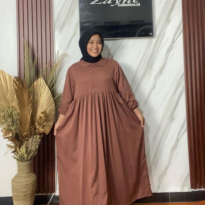 Midi Dress Polos Rayon Twil by Zayne Collection Muslim Nyaman Wudhu Gamis samira